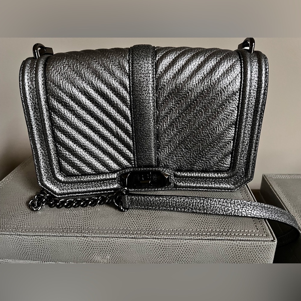 Rebecca Mincoff Bronze/ Gunmetal Leather Handbag